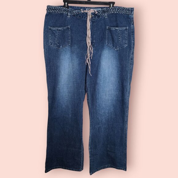 Vintage Faded Glory Y2K Plus Size medium wash boho boot cut jeans size 24W - Picture 1 of 8
